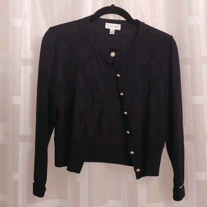 St John Navy Wool Cardigan Medium